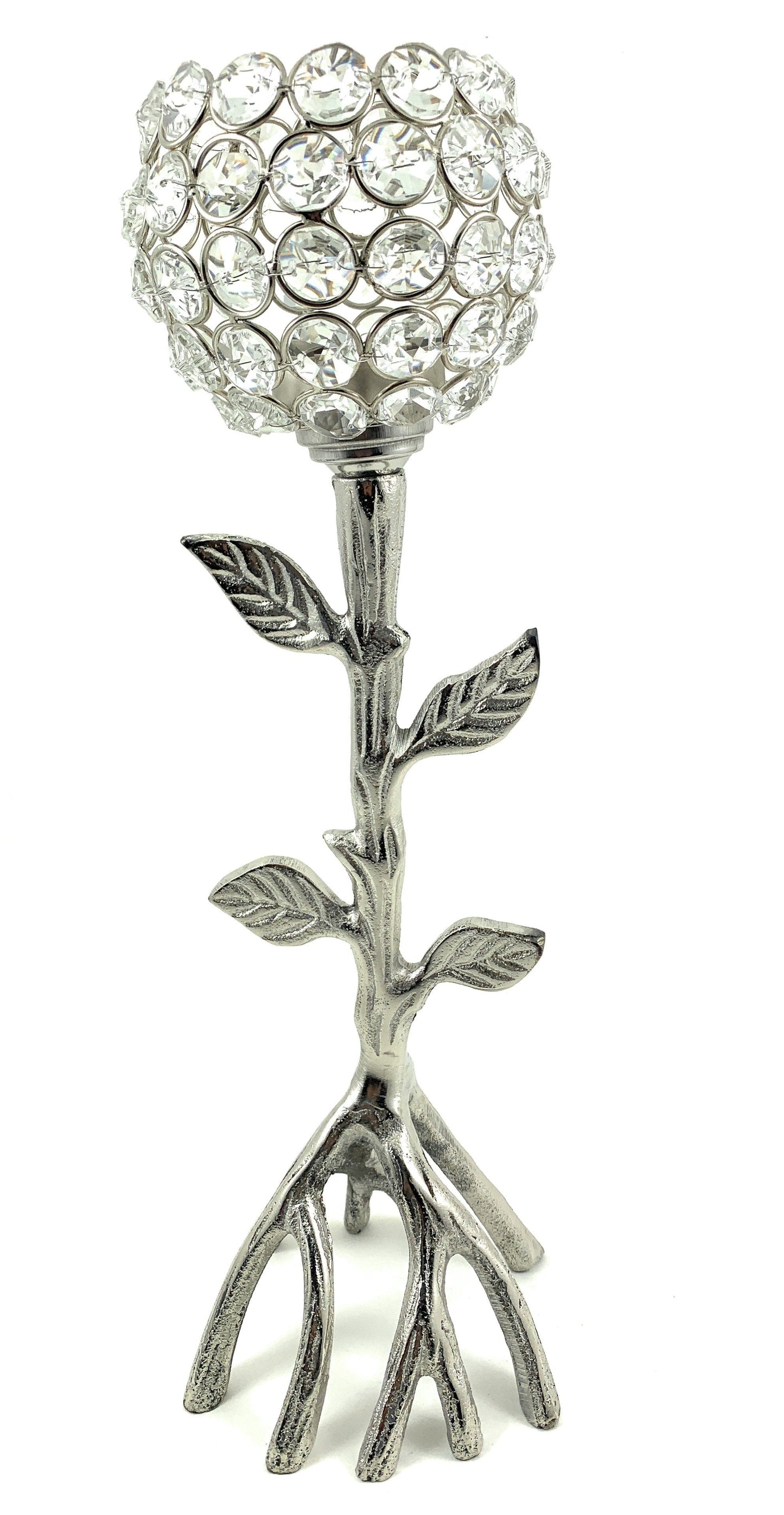 Silver Tree Hurricane Candle Holder