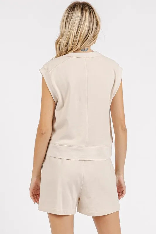 Mittoshop French Terry Crew Neck Top and Shorts Set