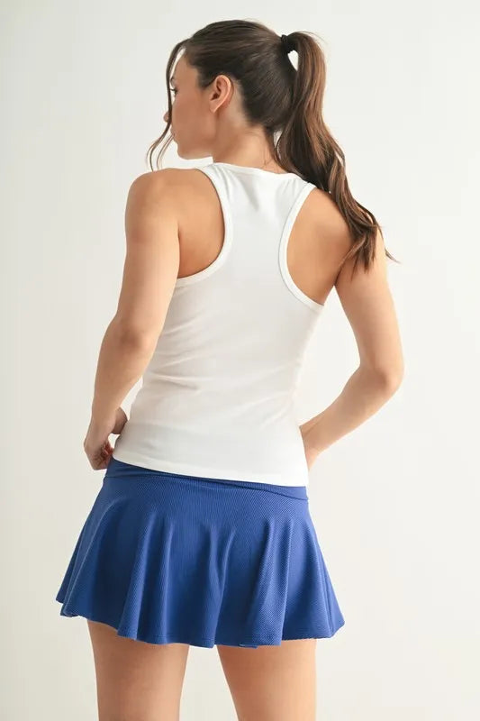 MONO B Slim Fit Scoop Neck Tank in White