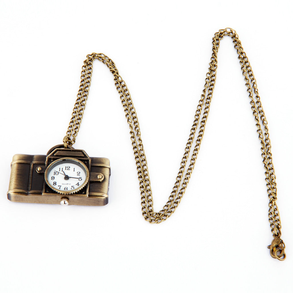 Vintage Small Camera Pocket Watch Necklace