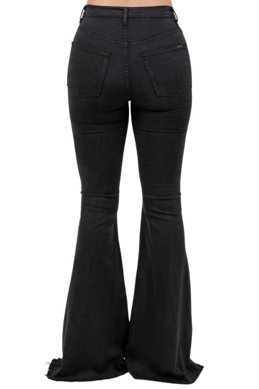 GJG Denim Rodeo Bell Bottom Jean Gray Horse Belly Hide