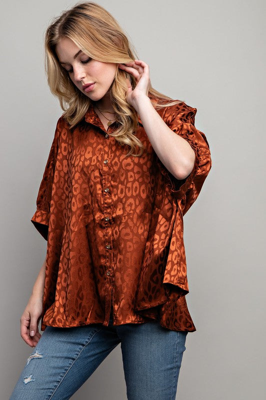 Sweet Generis Light Satin Print Button Down Shirt