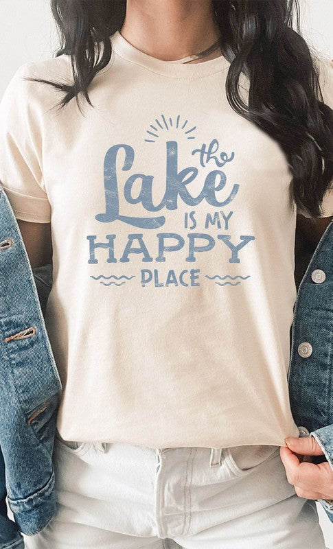 Vintage The Lake is My Happy Place Graphic Tee PLUS