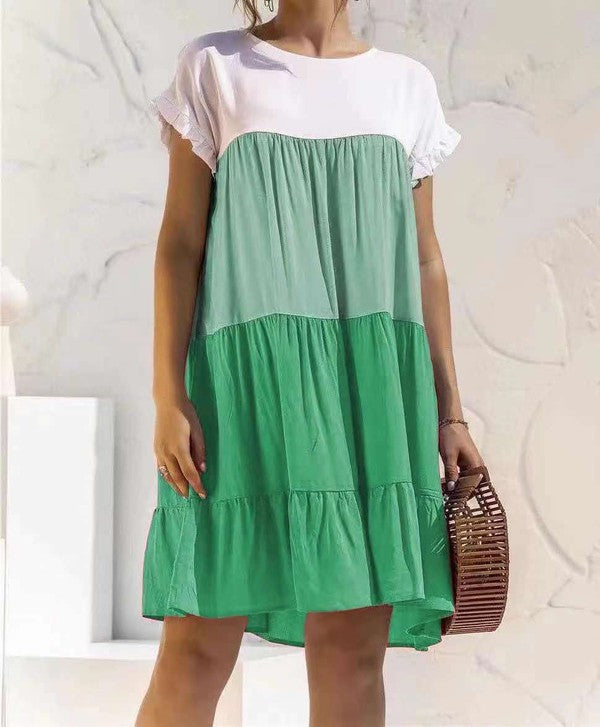 Miss Sparkling Color Block Dress