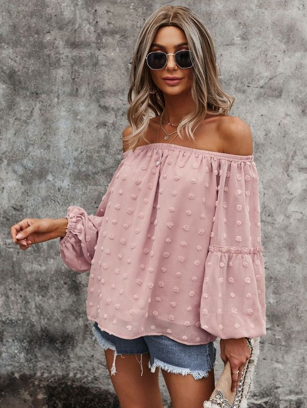 Miss Sparkling Off Shoulder Dotted Top