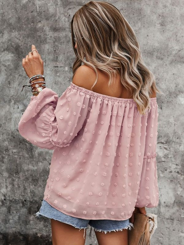 Miss Sparkling Off Shoulder Dotted Top