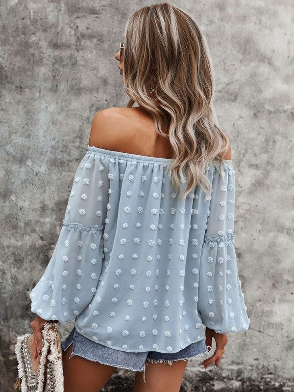 Miss Sparkling Off Shoulder Dotted Top