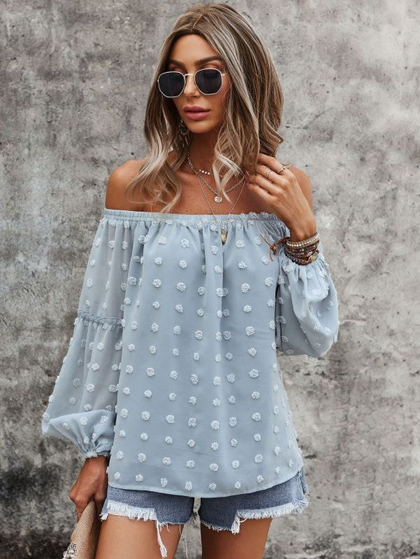 Miss Sparkling Off Shoulder Dotted Top
