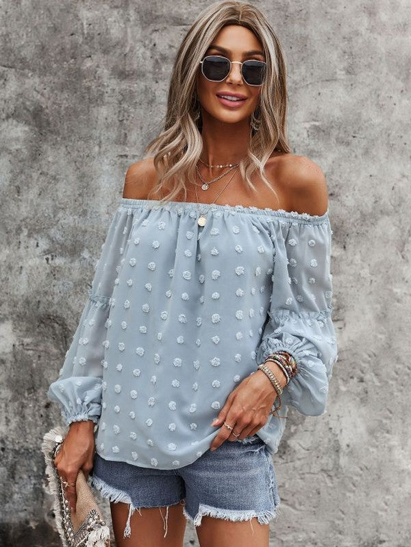 Miss Sparkling Off Shoulder Dotted Top