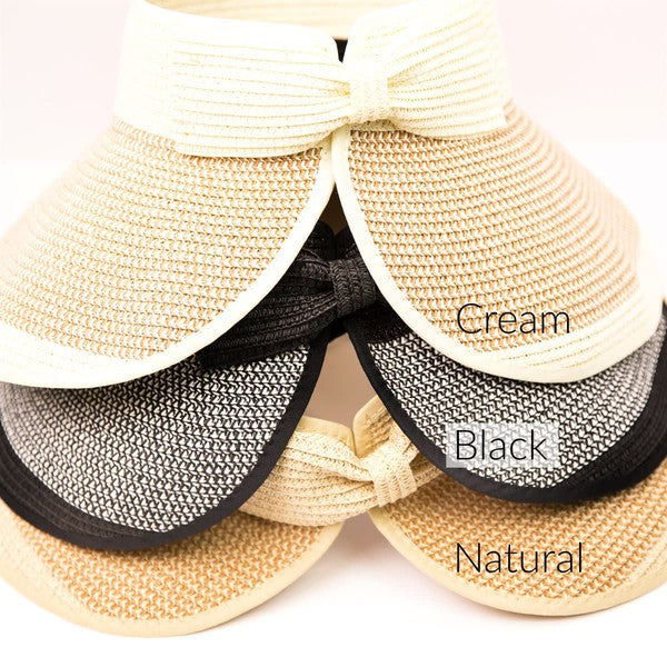 Two Tone Bow Foldable Roll Up Summer Beach Visor