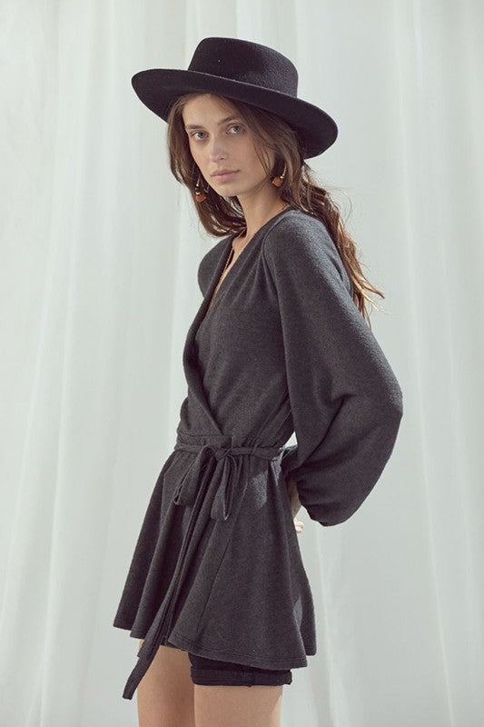Jade By Jane Long Bubble Sleeve Wrap Tunic PLUS