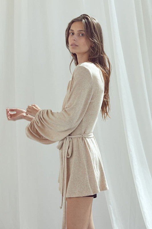 Jade By Jane Long Bubble Sleeve Wrap Tunic PLUS