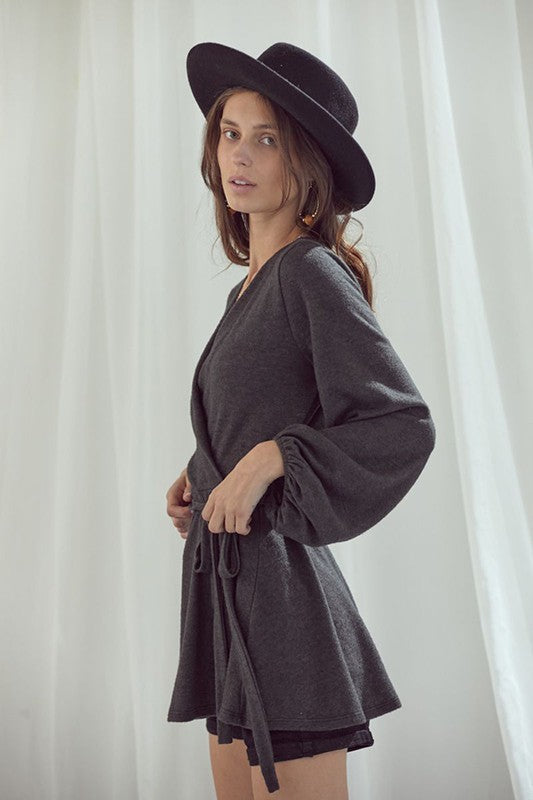 Jade By Jane Long Bubble Sleeve Wrap Tunic PLUS