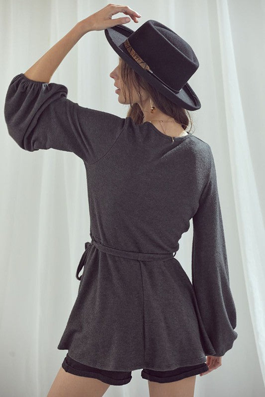 Jade By Jane Long Bubble Sleeve Wrap Tunic PLUS