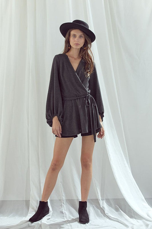 Jade By Jane Long Bubble Sleeve Wrap Tunic PLUS