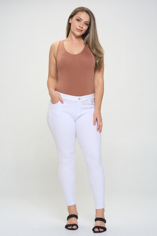 Yelete Reversible V-Neck Basic Tank Top Thong Bodysuit