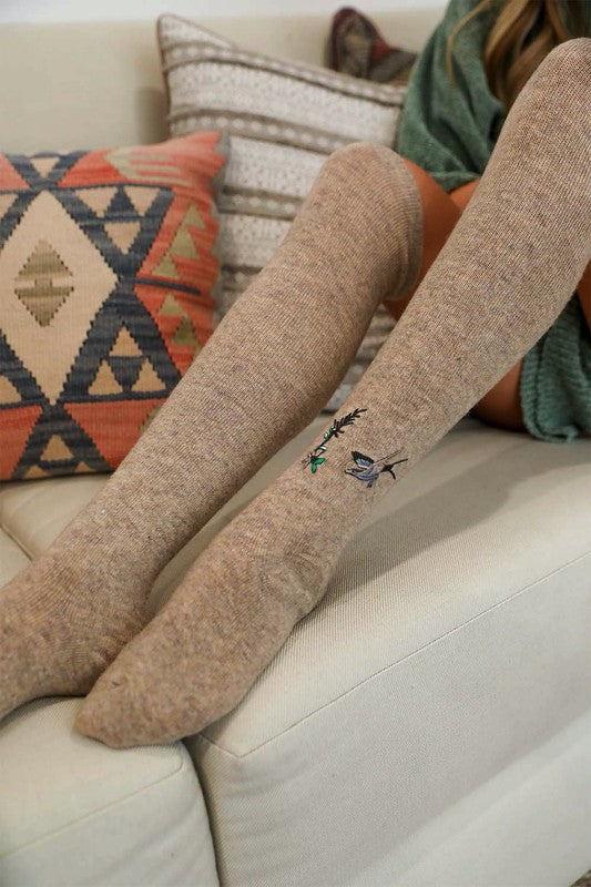 Leto Accessories Hummingbird Wool Knee High Socks