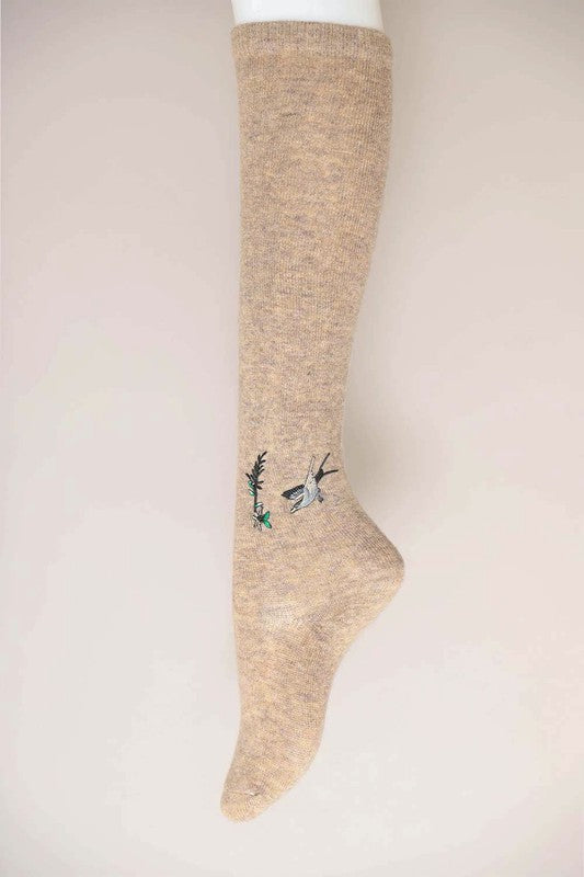 Leto Accessories Hummingbird Wool Knee High Socks