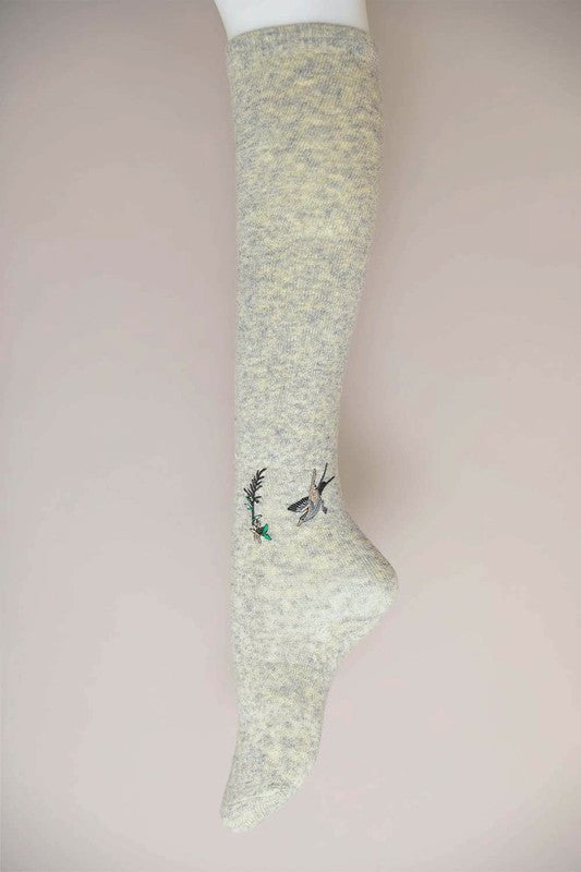 Leto Accessories Hummingbird Wool Knee High Socks