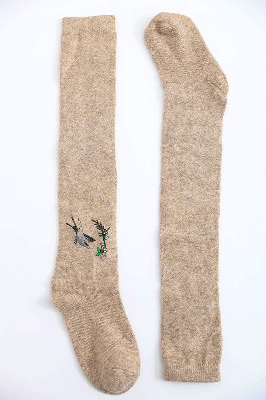Leto Accessories Hummingbird Wool Knee High Socks