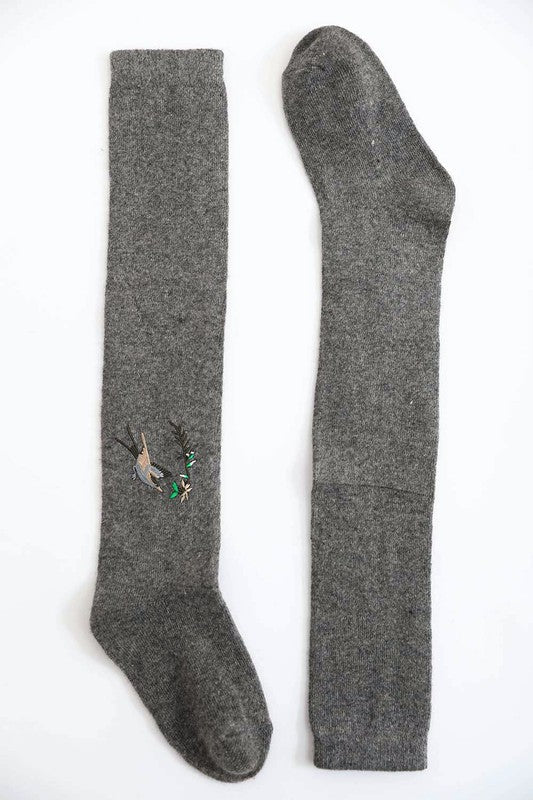 Leto Accessories Hummingbird Wool Knee High Socks