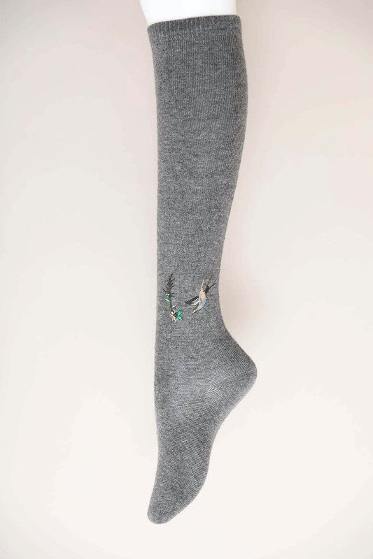 Leto Accessories Hummingbird Wool Knee High Socks