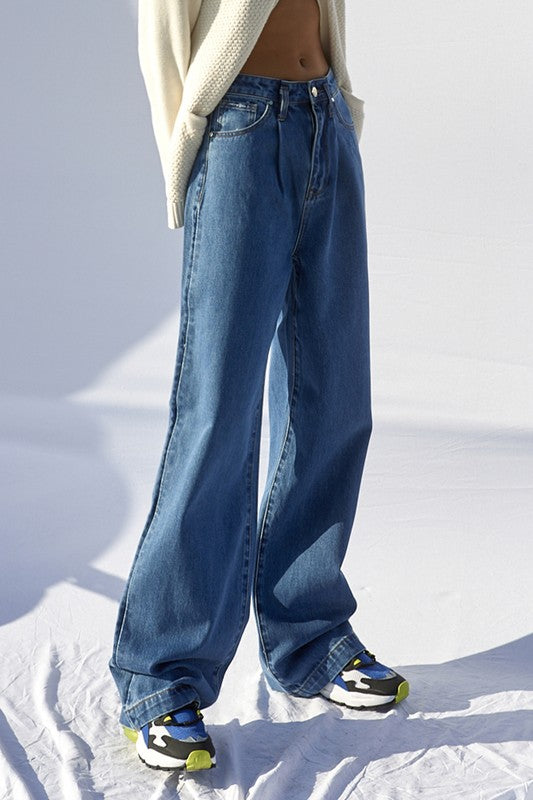 Denim Lab USA Super High Waist Wide Straight Jeans