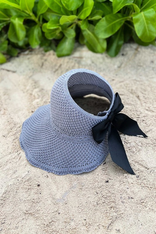 Satin Bow Foldable Summer Sun Visor