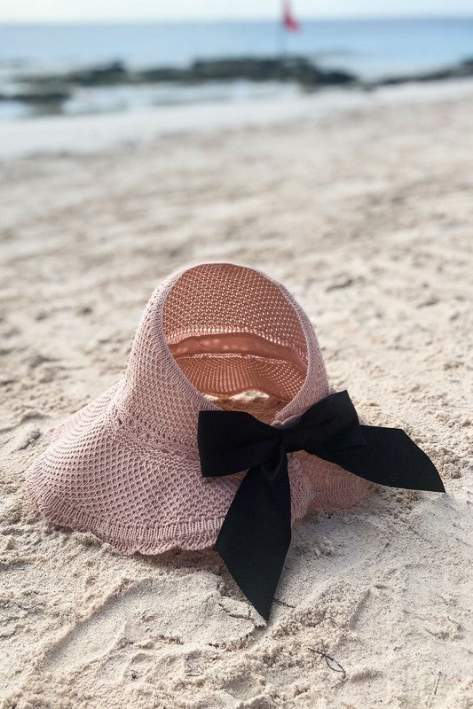 Satin Bow Foldable Summer Sun Visor
