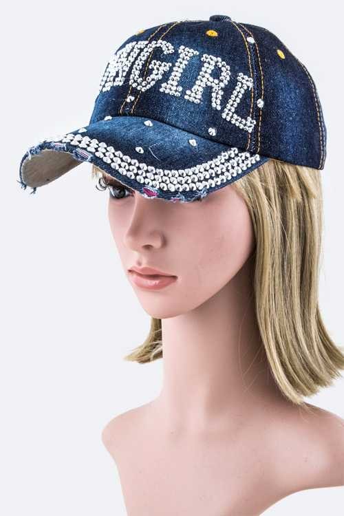 Crystal COWGIRL Embellished Fashion Denim Cap