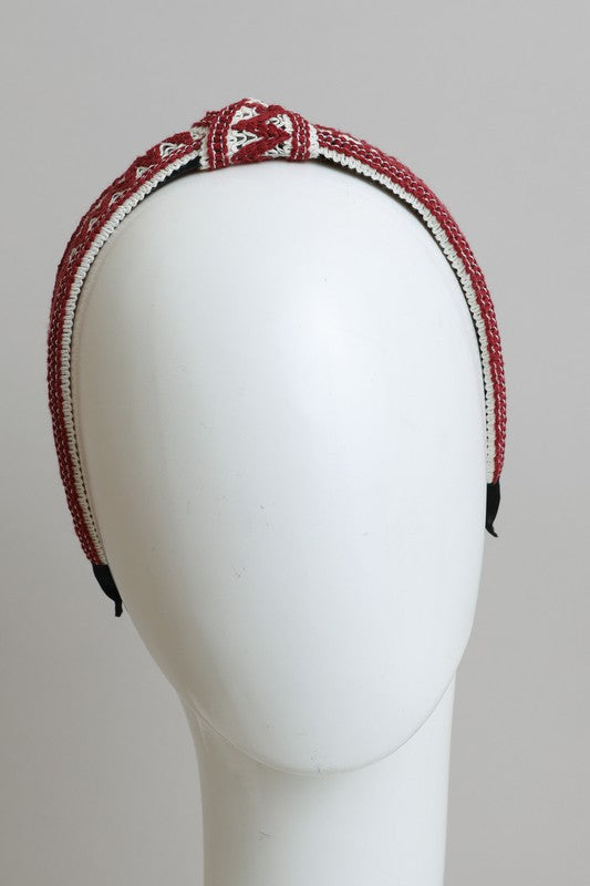 Leto Accessories Embroidered Stitch Boho Knotted Headband