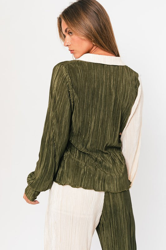 LE LIS Long Sleeve Collared Top