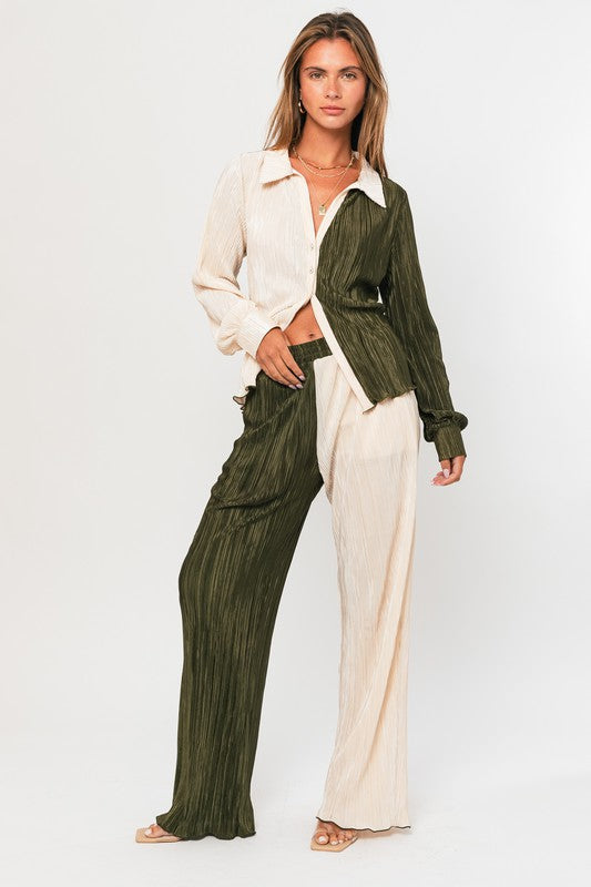 LE LIS Long Sleeve Collared Top