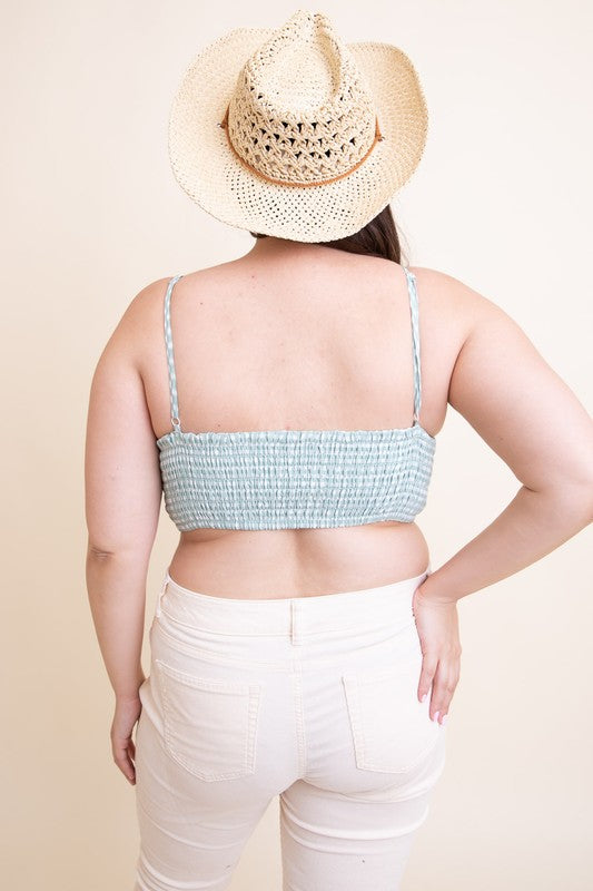 Leto Accessories Plus Size Gingham Smocked Bralette