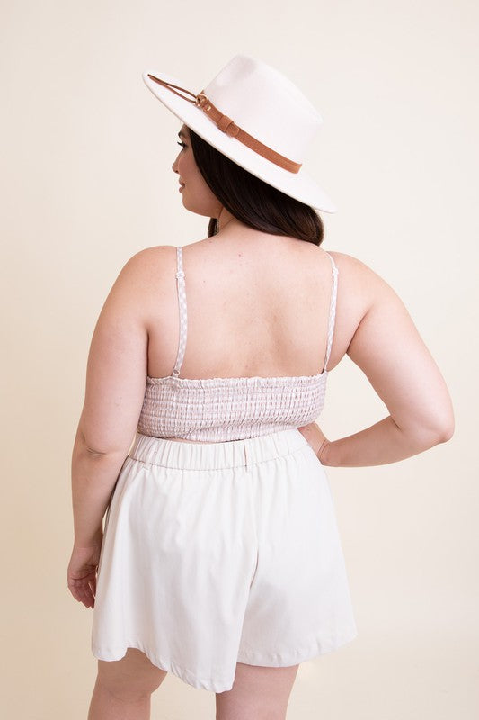 Leto Accessories Plus Size Gingham Smocked Bralette