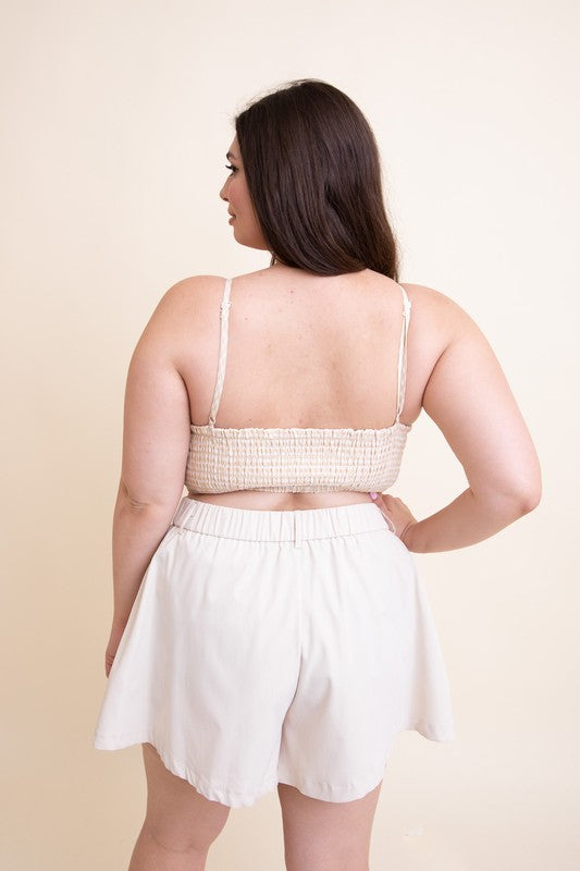 Leto Accessories Plus Size Gingham Smocked Bralette