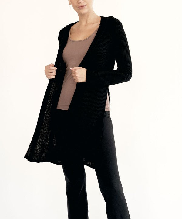 Fabina Bamboo Waffle Slim Cardigan with Hood