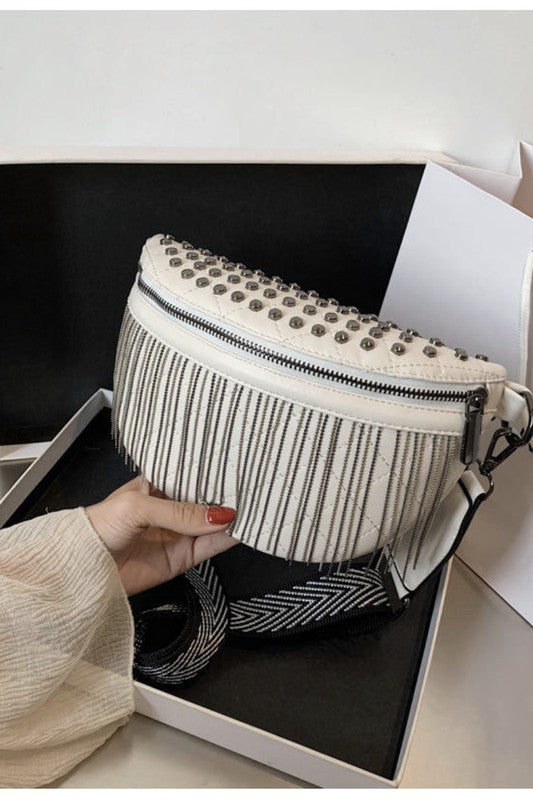 Miss Sparkling Fringe Studded Cross Body Bag