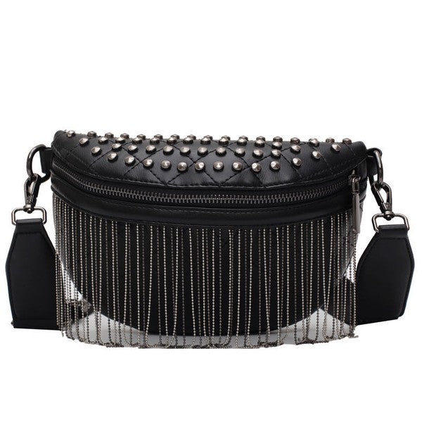 Miss Sparkling Fringe Studded Cross Body Bag
