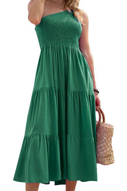 Miss Sparkling |Solid One-Shoulder Dress