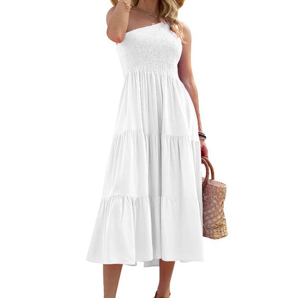 Miss Sparkling |Solid One-Shoulder Dress
