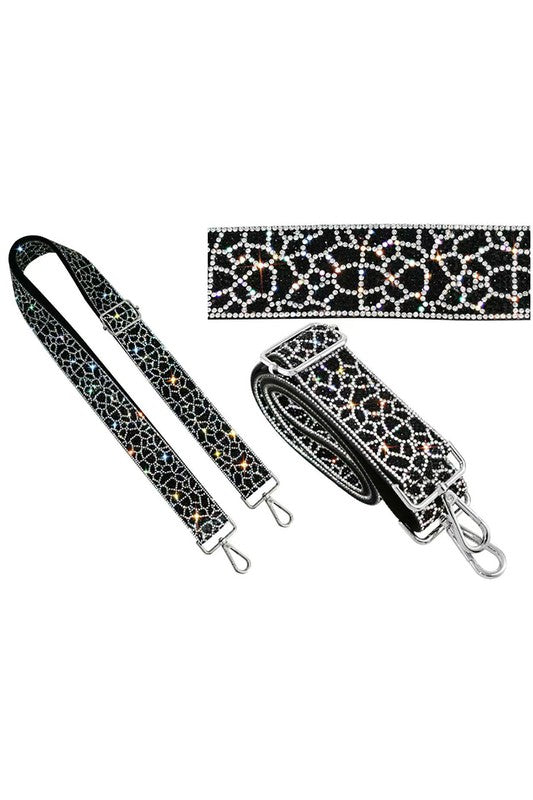 Black and White 1.5 Inches Rhinestone Guitar Strap