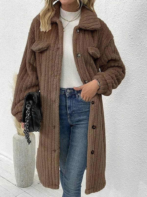 Miss Sparkling Long Sherpa Coat