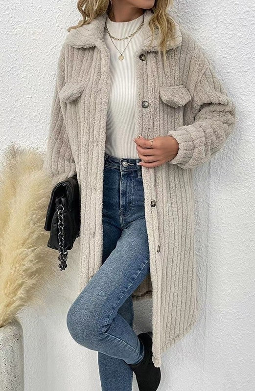 Miss Sparkling Long Sherpa Coat
