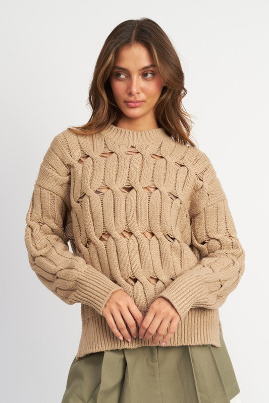 Emory Park | Open Knit Sweater with Slits