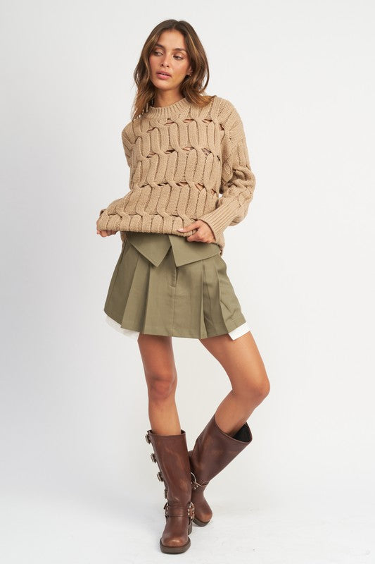 Emory Park | Open Knit Sweater with Slits