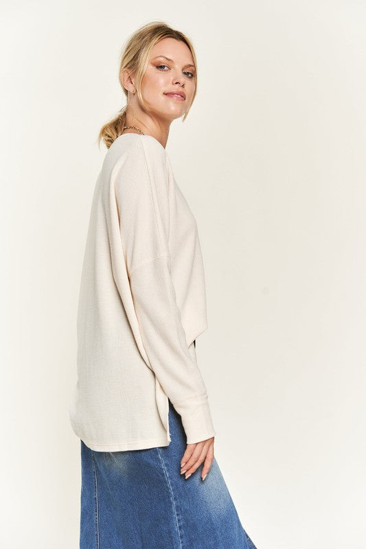 Jade by Jane | Button Down Side Slit Pullover Top