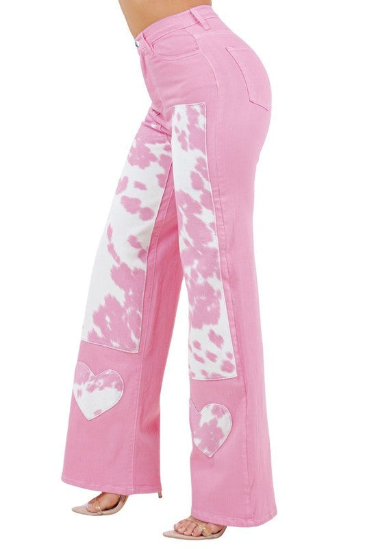 GJG Denim Rodeo Wide Leg Jean in Pink