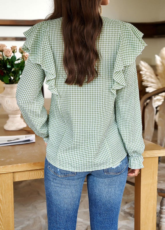 Miss Sparkling Plaid Long Sleeve Top
