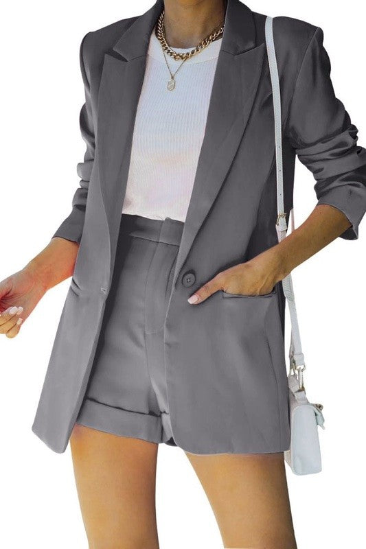 Miss Sparkling Two Piece Blazer and Shorts Set